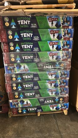 M & M Outdoor Tent Swing, 39" Platform Swing with Detachable Tent, Blue/Green