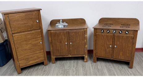 Waldorf wooden play kitchen set
