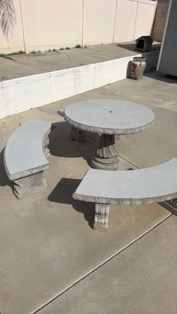Concrete Outdoor Table and Bench Set