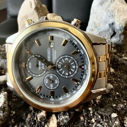 Seiko Chronograph 100M Two-Tone – Excellent Condition – Runs Perfect