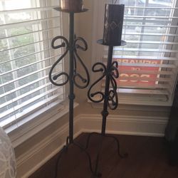 Set Of 2 Tall Candle Holders By Home Interior 