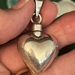 Vintage 925 Sterling Silver Heart Perfume Bottle Pendant