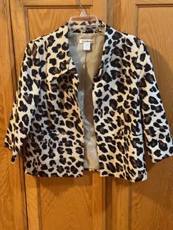 Beautiful Vintage Susan Bristol Silk Leopard Print Blazer Jacket Size M