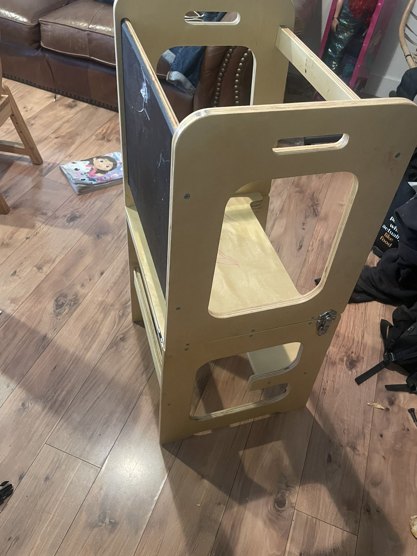 Toddler Step Tower 4 In 1 Chalkboard, Desk, Chair