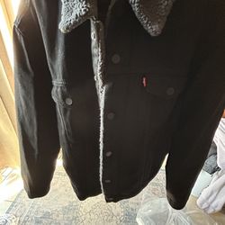 Levi Sherpa Denim Jacket Xl Black