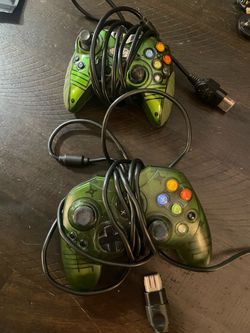 2 Green original xbox controllers