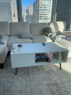 White corduroy sectional
