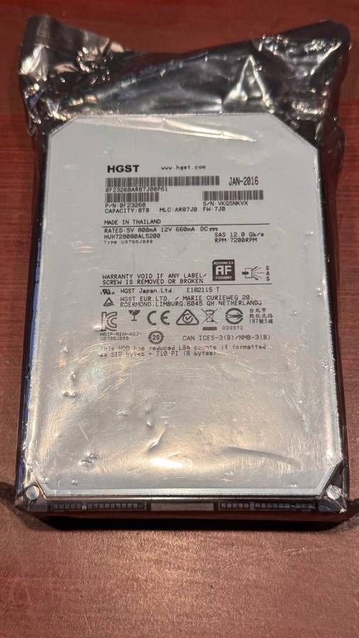 NEW - 8TB HGST 0F23268 12G 3.5 SAS Hard Drive Brand New