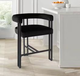 SET OF 3 Fully Assembled 24 in. Seat Height Black Metal Frame Counter Height Velvet Bar Stool