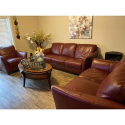 3 Piece All Italian Leather Sofa