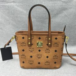 MCM Aren Top-Zip Shopper in Visetos Size Mini Tote