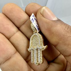 ⛓️🔱 10k Gold Pendant 🔥🔗 Hamas Hand 💎⚡️With VS1 Lab Diamonds ⛓️💨