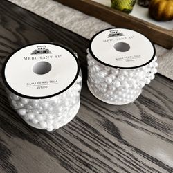 New! Set of 2 Spools of White String Pearls 6 Yards on Each 8 MM