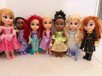 Disney Princess Toddler Dolls Lot Ariel Elsa Anna Rapunzel Moana Tiana Aurora