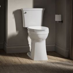KOHLER Elliston Tall White Elongated Tall height 12-in Rough-In Water Sense 1.28 GPF Soft Close 2-piece...