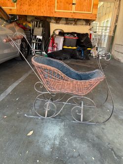 Vintage Wicker and Wrought Iron Sleigh