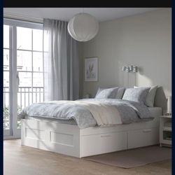 (BROKEN) IKEA White Queen Bed Frame Mattress with Storage Miramar, FL Delivery Available 