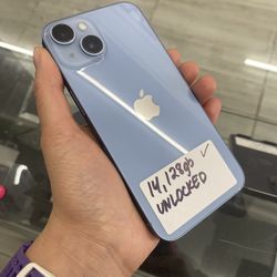 Blue iPhone 14, Unlocked. Cheap $50 Down With Approval 