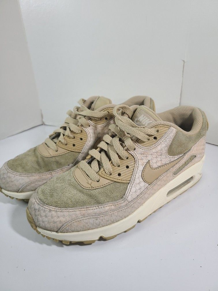 Nike Air Max 90 Womens Size Shoes Snake Linen Beige Casual
