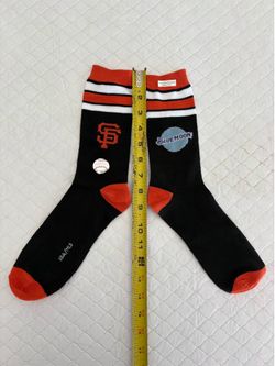 NEW Black and orange socks featuring San Francisco Giants and Blue Moon logos. One size