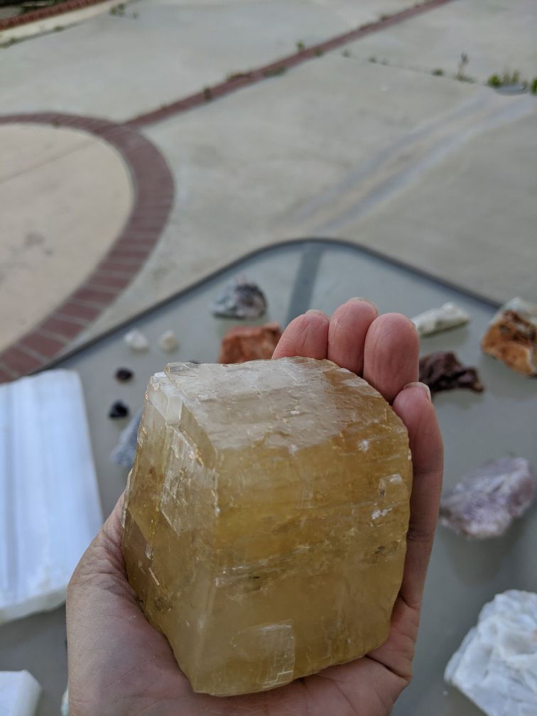 Healing crystal. Yellow calcite. Powerful healing properties that you instantly feel when you hold it in your palm.