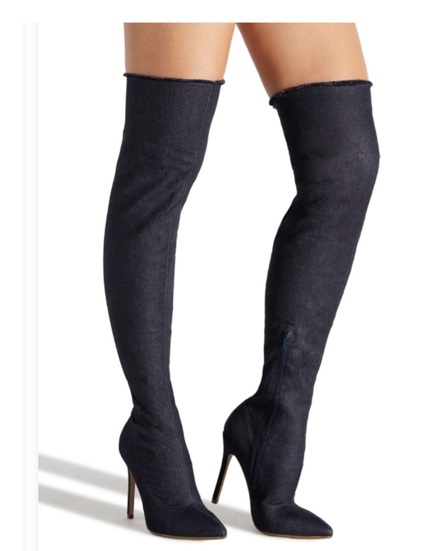 Denim thigh, high boots NEW