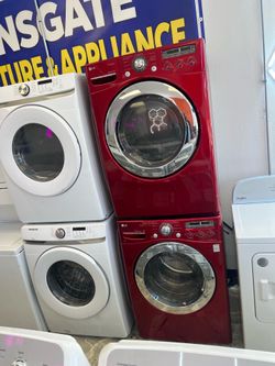 Stackable Red Washer and Dryer