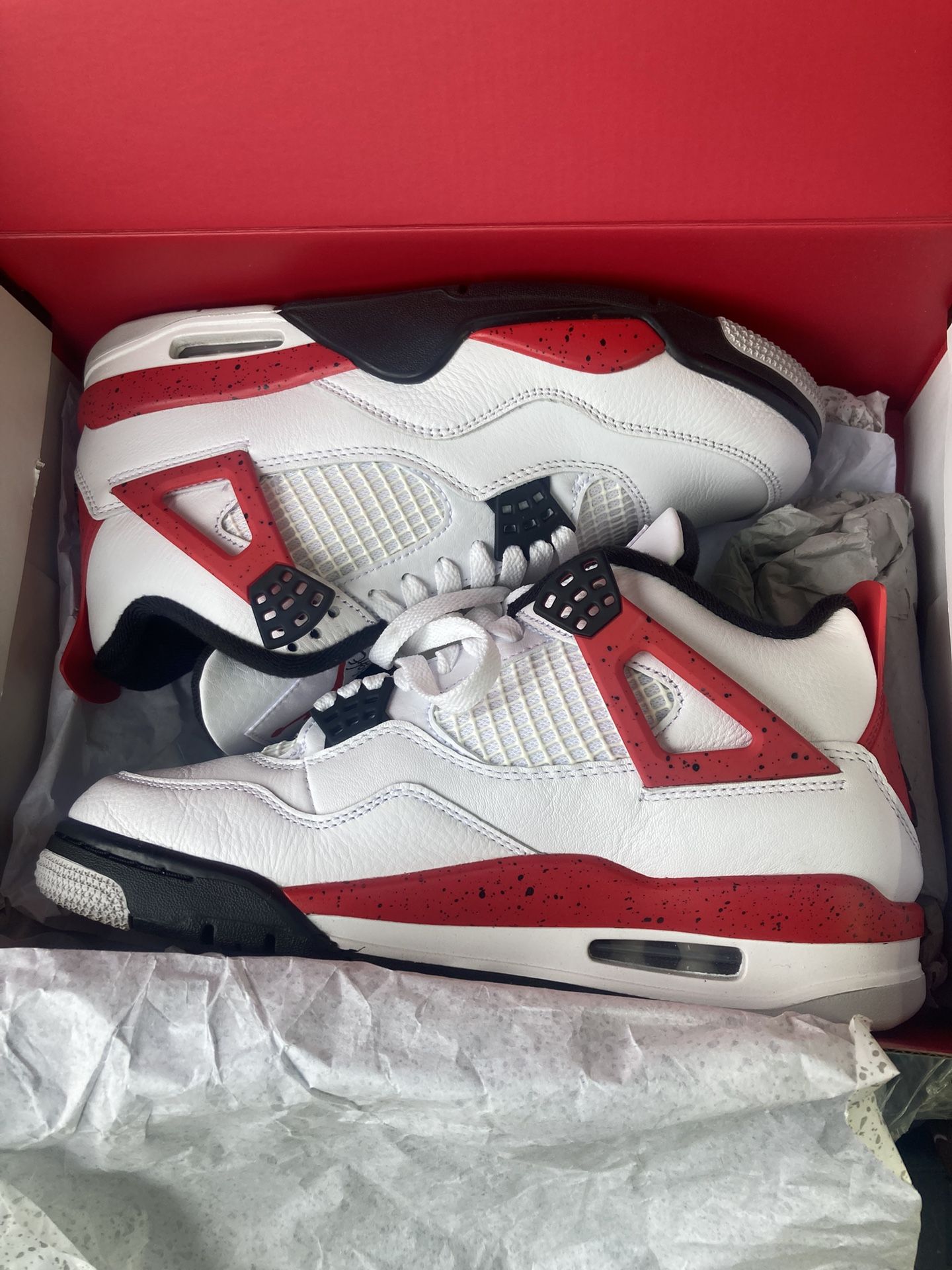 AIR JORDAN 4 RETRO WHITE/FIRE RED-BLACK BLANC/NOIR/ROUGE FEU