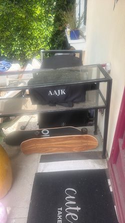 Glass and metal table