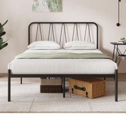 Novilla Queen Bed Frame, 14 Inch Metal Platform Bed Frame with Headboard, Heavy Duty Metal Slats Support, Easy Assembly, No Box Spring Needed