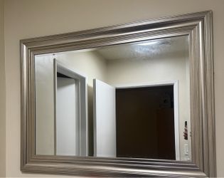Two Large Wall Mirror Silver Frame