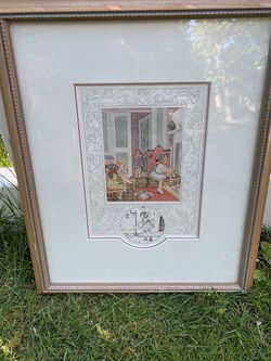 Old Nursery Rhymes "Polly Put The Kettle On" Limited Edition Print Vintage English Framed Baby