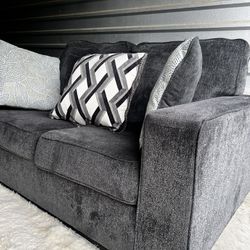 Nice Dark Grey 2pc Sofa Couch Set