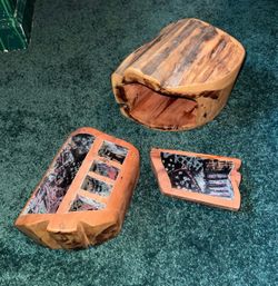 vintage handcrafted log bandsaw jewelry trinket box