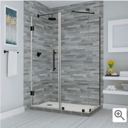 Aston Bromley 72" High x 60" Wide x 30" Deep Hinged Frameless Shower Enclosure with 22" Door Width and Clear Glass