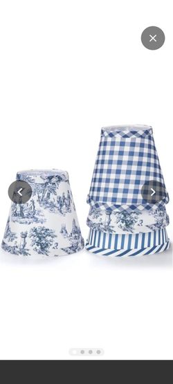 Blue and White Fabric Lamp Shades Set