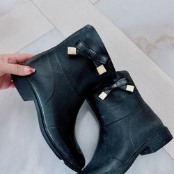 Burberry Rain Boots Women’s Size 7.5 (EUR 38) Black Rubber Ankle – Authentic