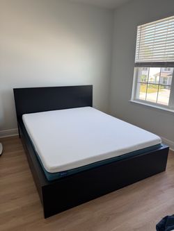 Queen bed frame with 3 storage drawers