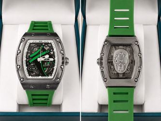 Artisan Bibi K-168 Skeleton Watch Green Strap Front & Back