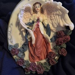 3D resin angel rose wall plaque Beautiful Condition