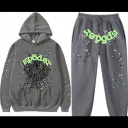 Sp5der sweatsuit Only Worn Once Grey/Green