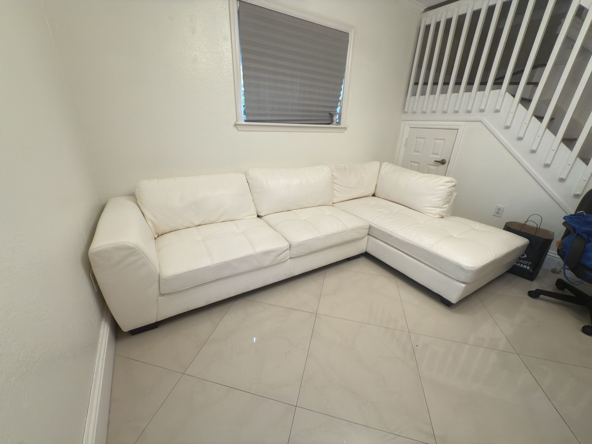 White Leather Sectional