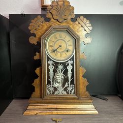 ANSONIA Bedford WALNUT PARLOR CLOCK 8-DAY, TIME/BELL STRIKE 1878 Wood Key Mantel