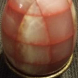 Rose Quartz Egg  with Bronze Stand 