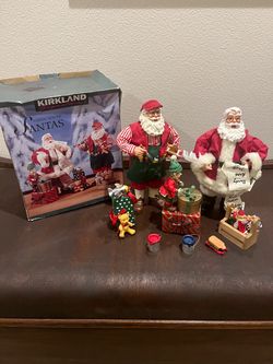 Vintage Kirkland Signature Fabric Mache Santas