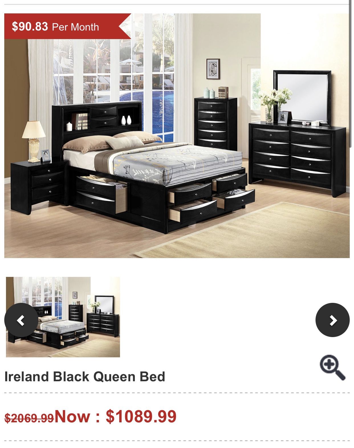 Queen storage bed