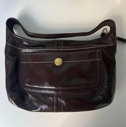 Wine Red Coach Ergo Patent Leather Hobo