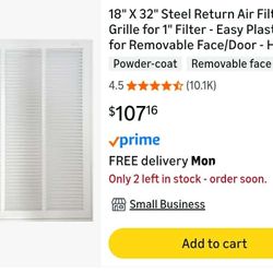 7049: NEW 18" X 32" Steel Return Air Filter Grille for 1" Filter - Easy Plastic Tabs for Removable Face/Door - HVAC Duct Cover - Flat Stamped Face