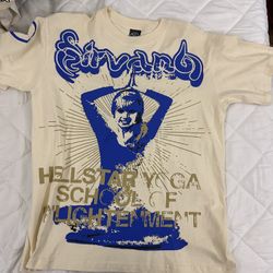 hellstar records blue cream shirt