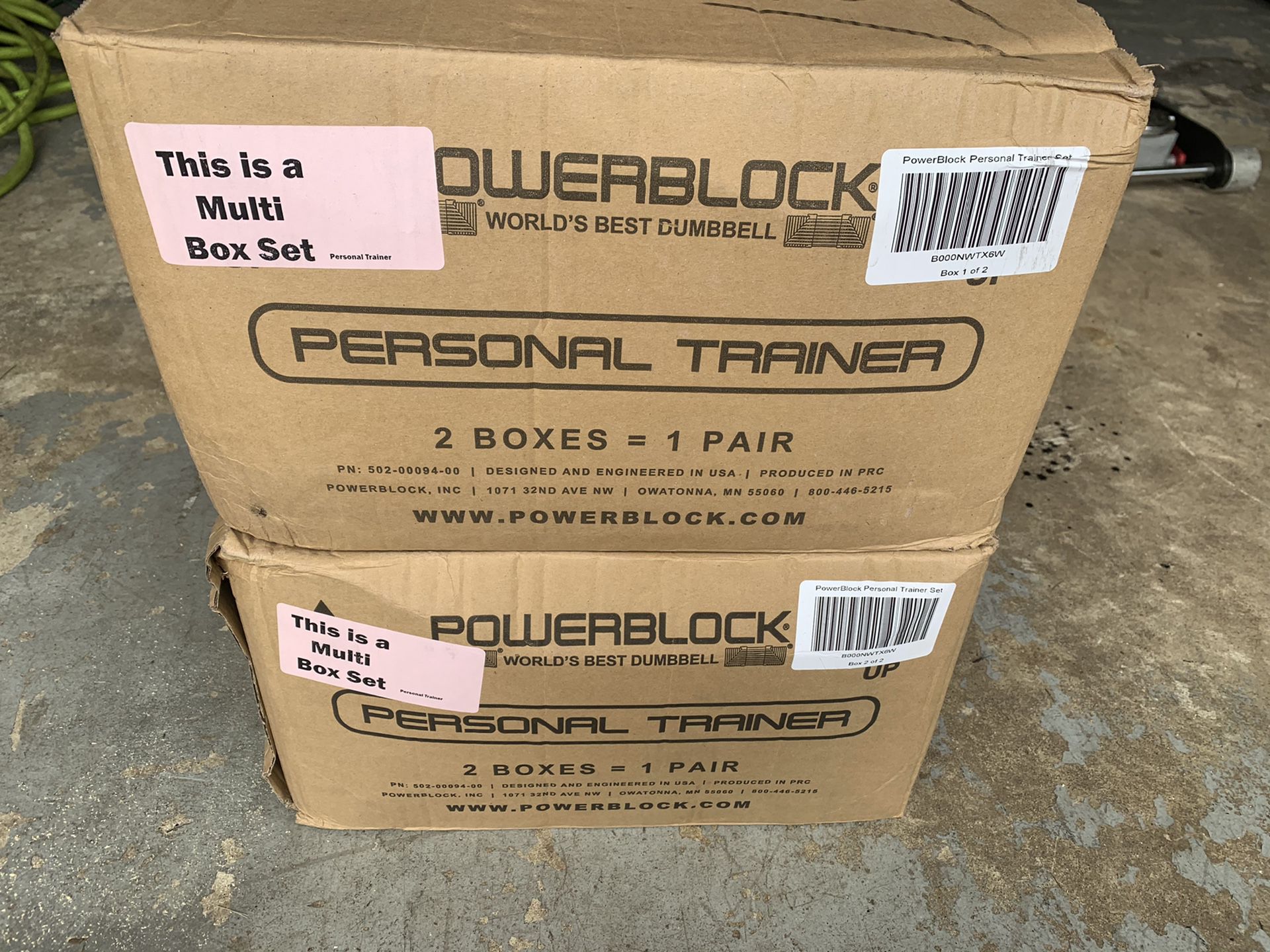 Powerblock Adjustable Dumbbells (PAIR) Personal Trainer Set. 5-50lbs. Brand New